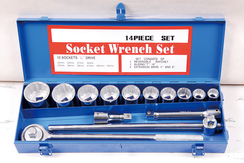 3/4"DR:22-50mmX14件公制套筒扳手